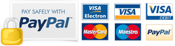 Paypal logo accepting all credit and debit cards 