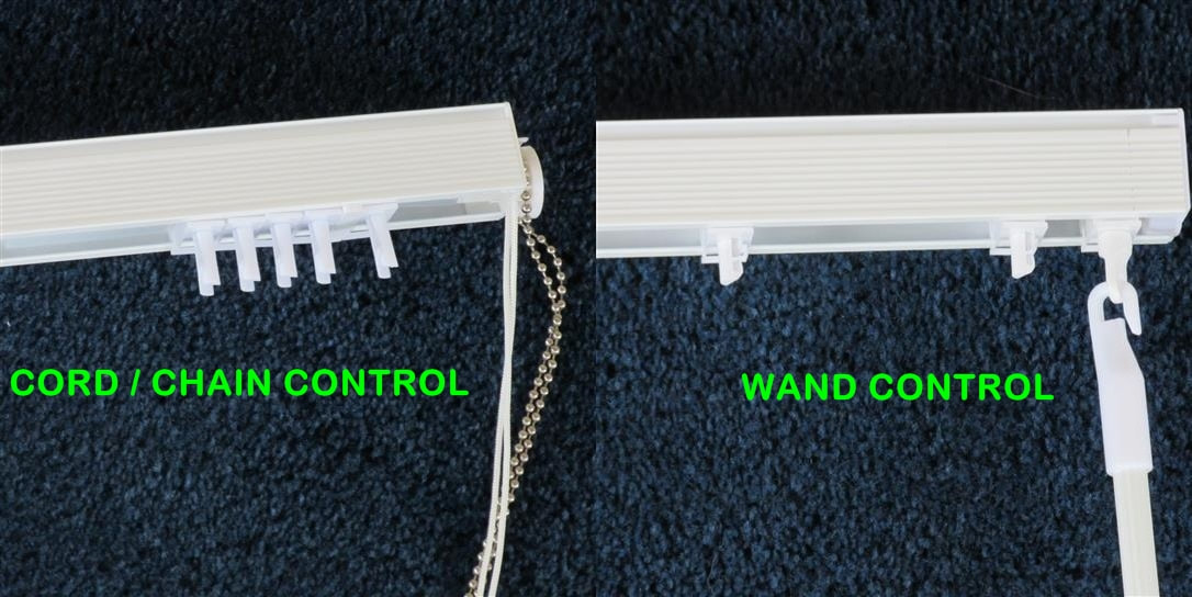 Headrails with Wand Control or Chain and Cord Options